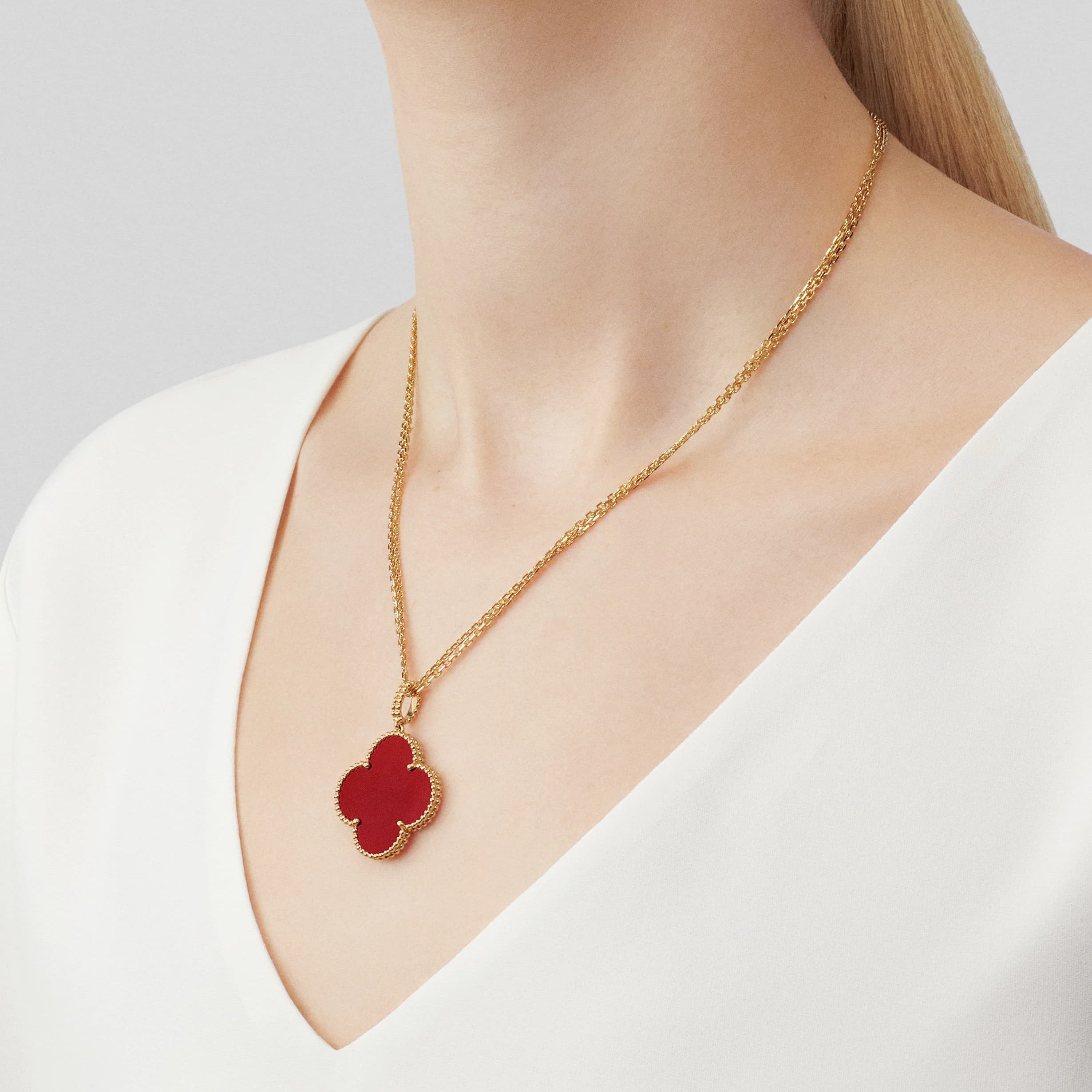 Clover Leaf long Necklace,925 Silver, 18k Gold Plated