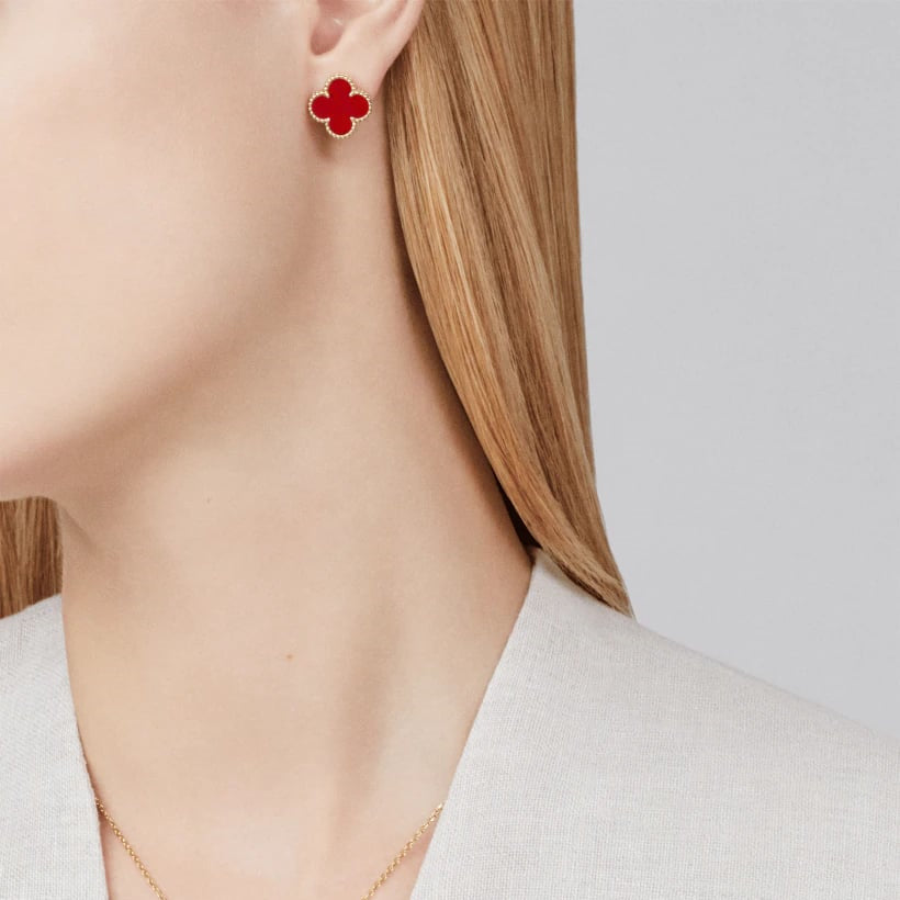 Clover Leaf Earrings, 925 Silver, 18K Gold Plated