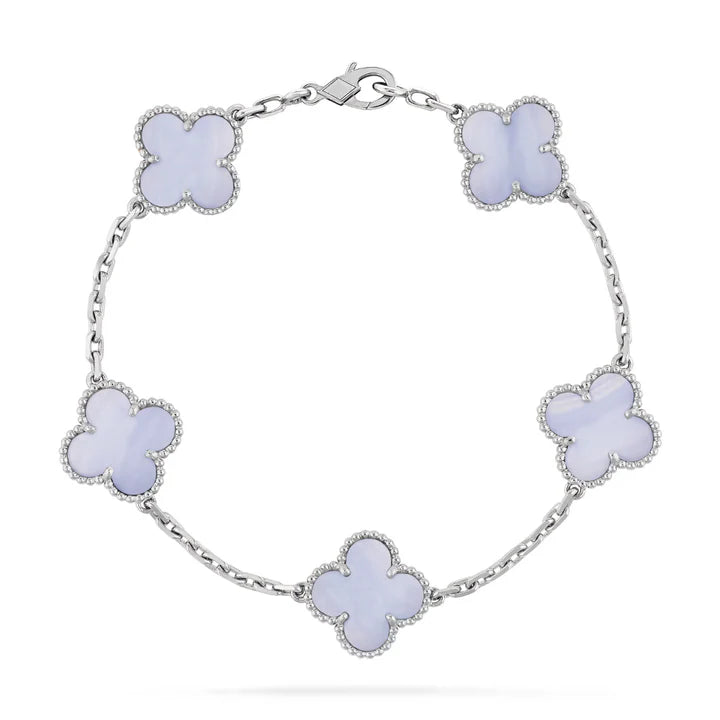 Clover Motif Bracelet, Sterling Silver, 18K Gold Plated - Symbol of Luck & Elegance