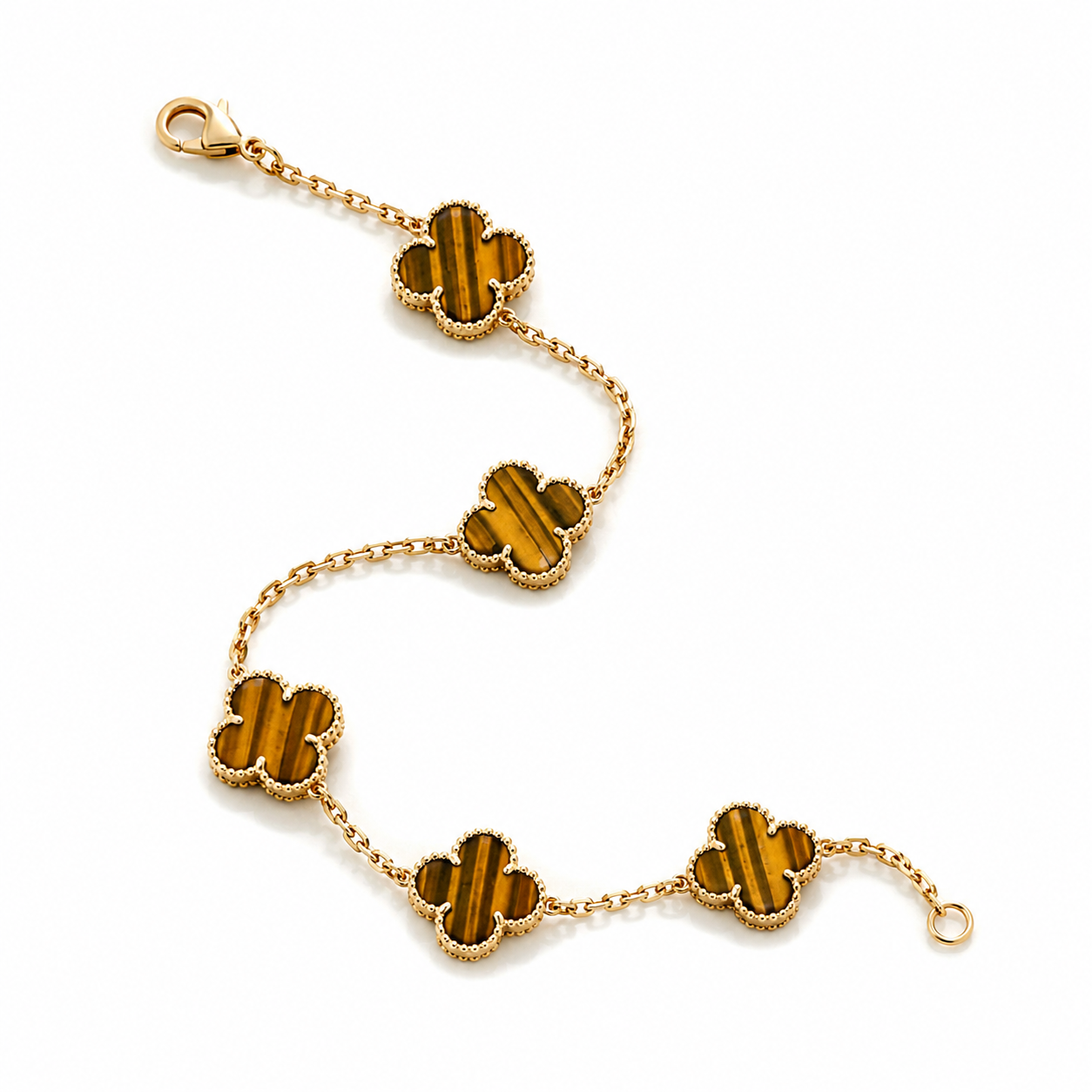 925 Silver,Clover Leaf Bracelet, 18K Gold Plated, 5 Motifs