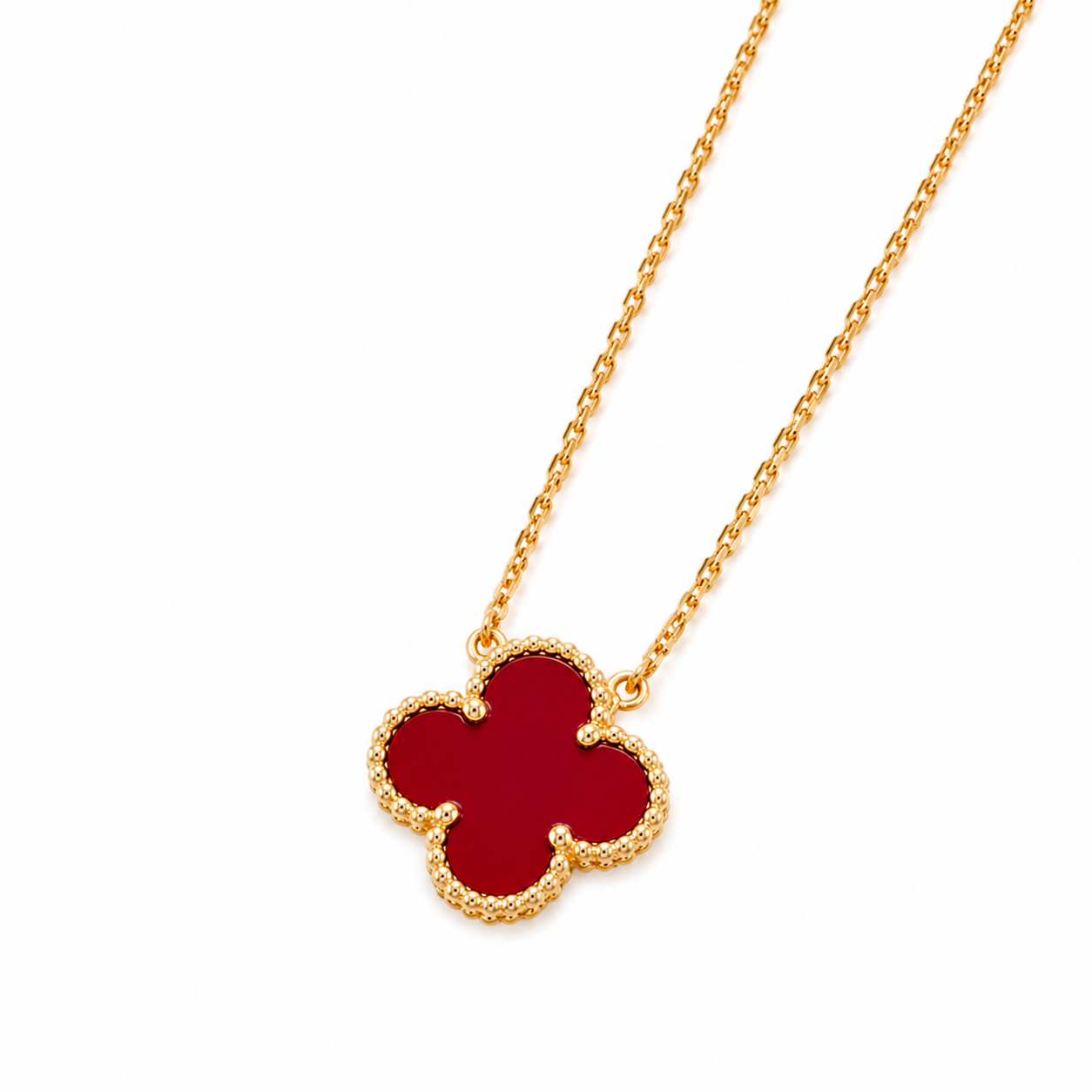 925 Silver, Clover Leaf Necklace, 18K Gold Plated, 1 Motif