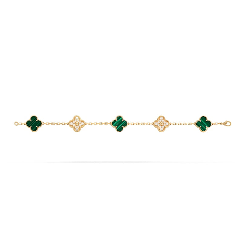 Clover Leaf Bracelet With Diamond,925 Silver, 18k Gold Plated