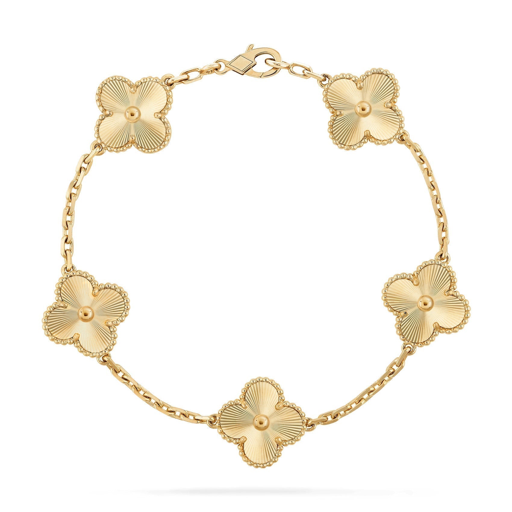 Clover Motif Bracelet, Sterling Silver, 18K Gold Plated - Symbol of Luck & Elegance