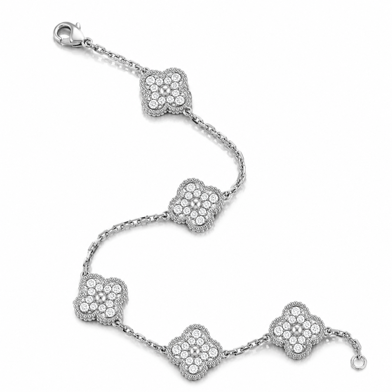 925 Silver,Clover Leaf Bracelet, 18K Gold Plated, 5 Motifs