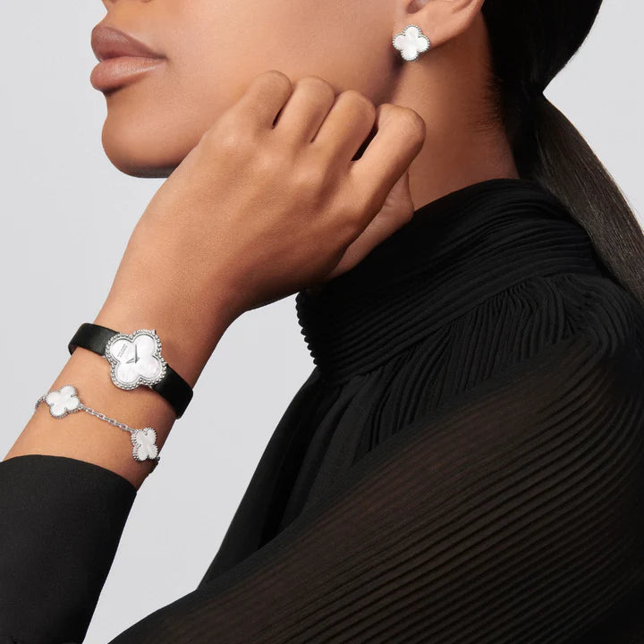 Clover Motif Bracelet, Sterling Silver, 18K Gold Plated - Symbol of Luck & Elegance