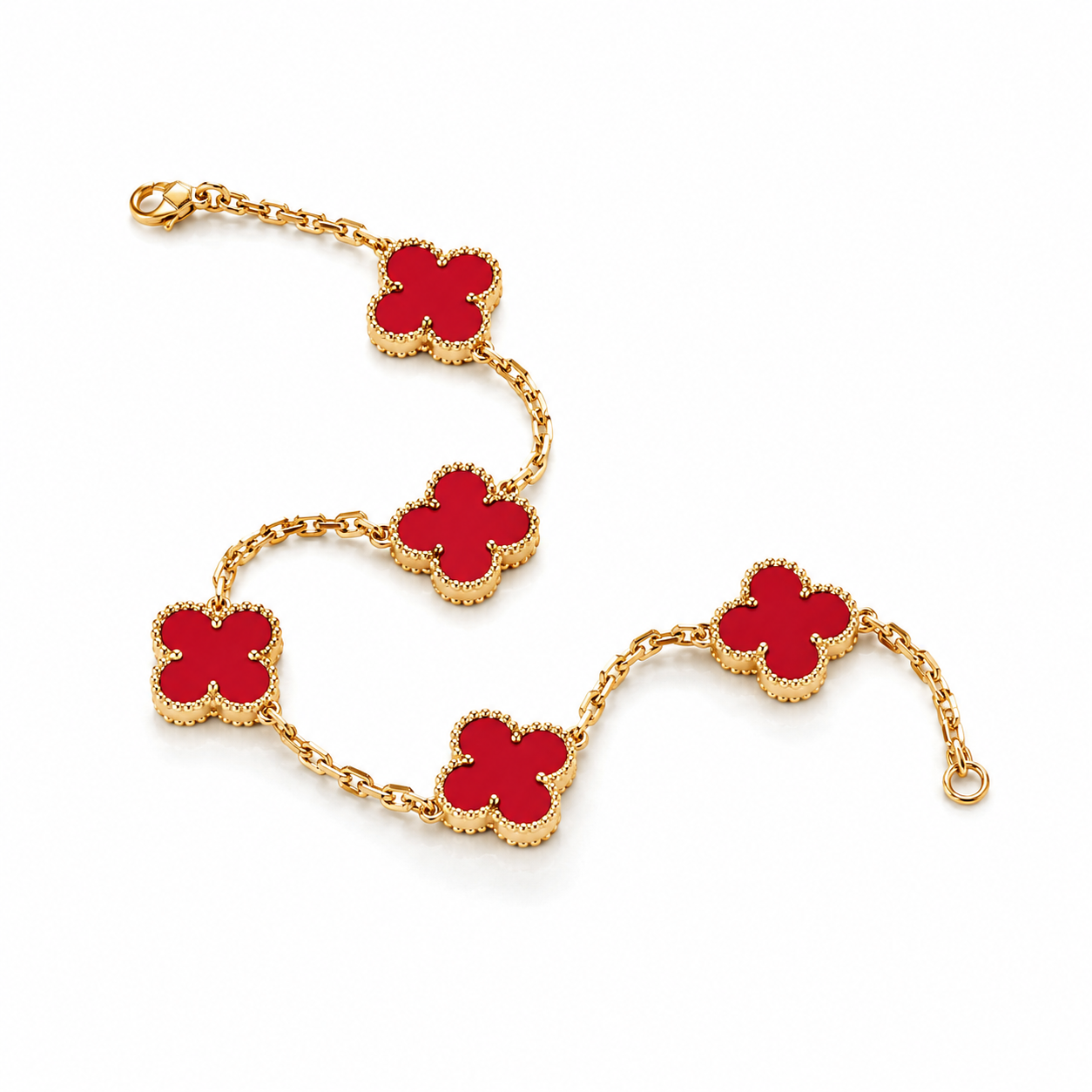 925 Silver,Clover Leaf Bracelet, 18K Gold Plated, 5 Motifs