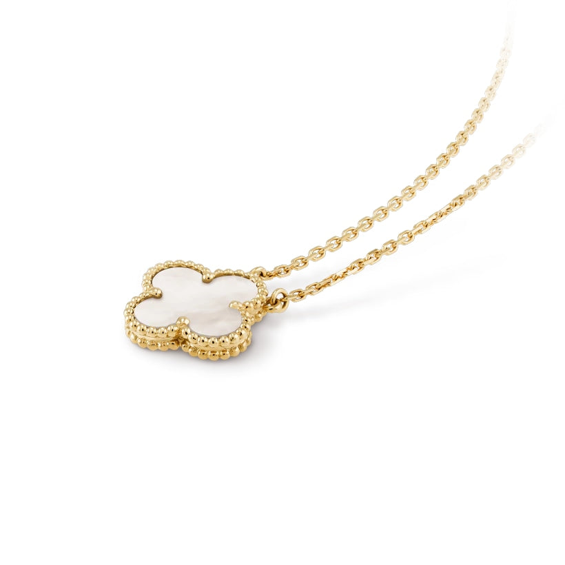 Clover Motif Pendant Necklace, Sterling Silver, 18K Gold Plated, 1 Large Motif - Symbol of Luck & Elegance