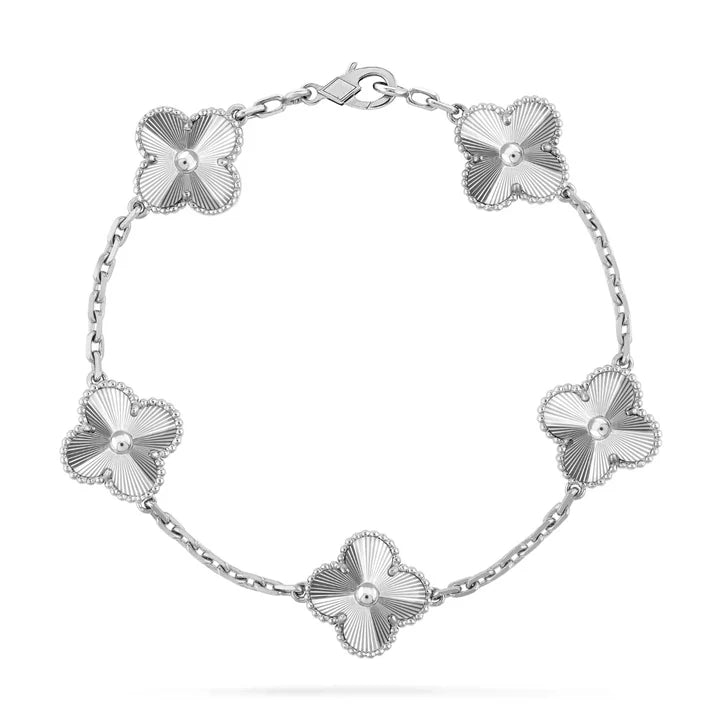 Clover Motif Bracelet, Sterling Silver, 18K Gold Plated - Symbol of Luck & Elegance