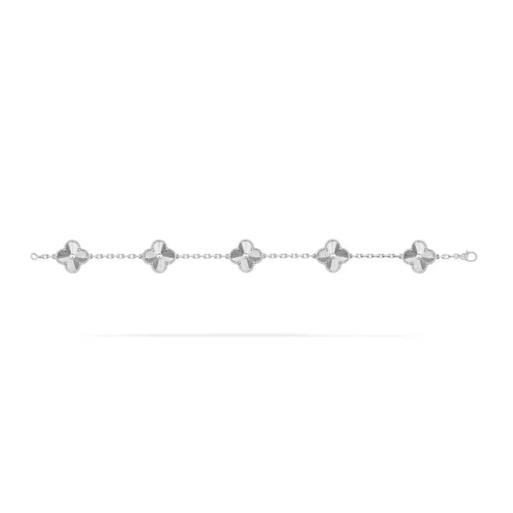 Clover Motif Bracelet, Sterling Silver, 18K Gold Plated - Symbol of Luck & Elegance
