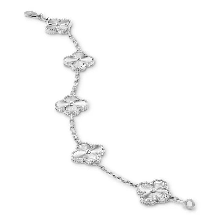 Clover Motif Bracelet, Sterling Silver, 18K Gold Plated - Symbol of Luck & Elegance