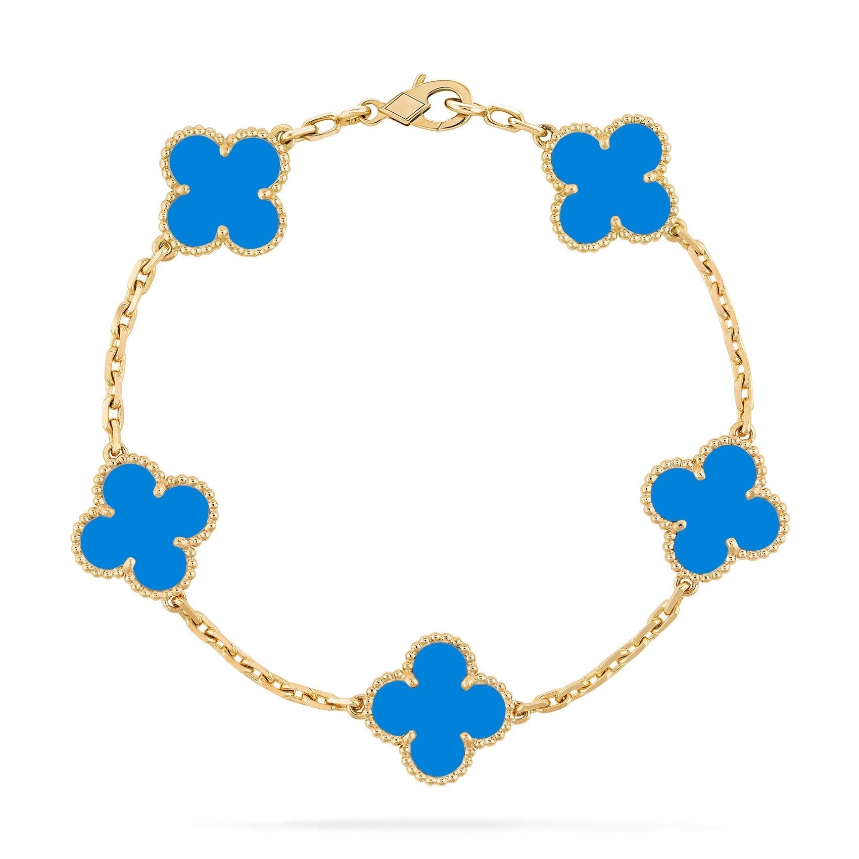 Clover Motif Bracelet, Sterling Silver, 18K Gold Plated - Symbol of Luck & Elegance