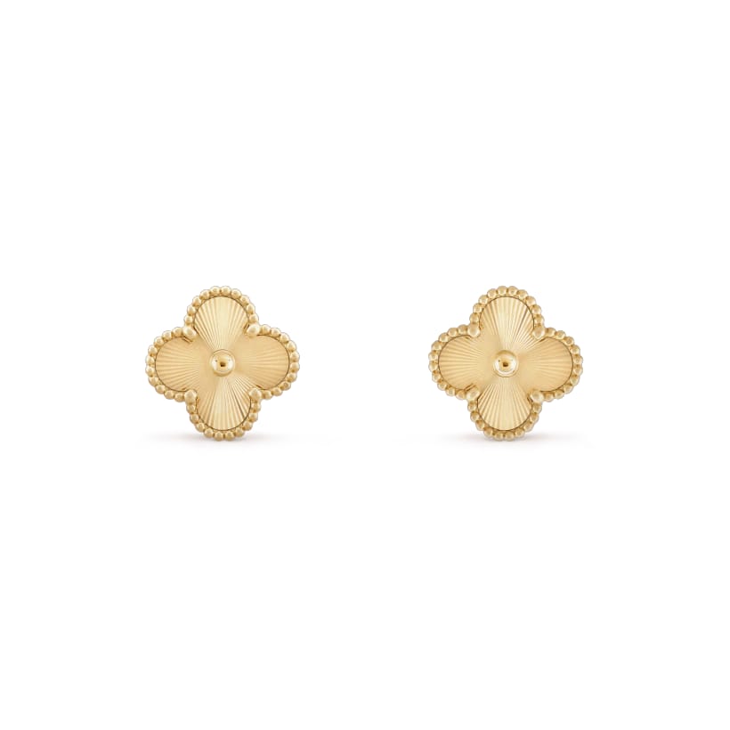 Clover Leaf Earrings, 925 Silver, 18K Gold Plated