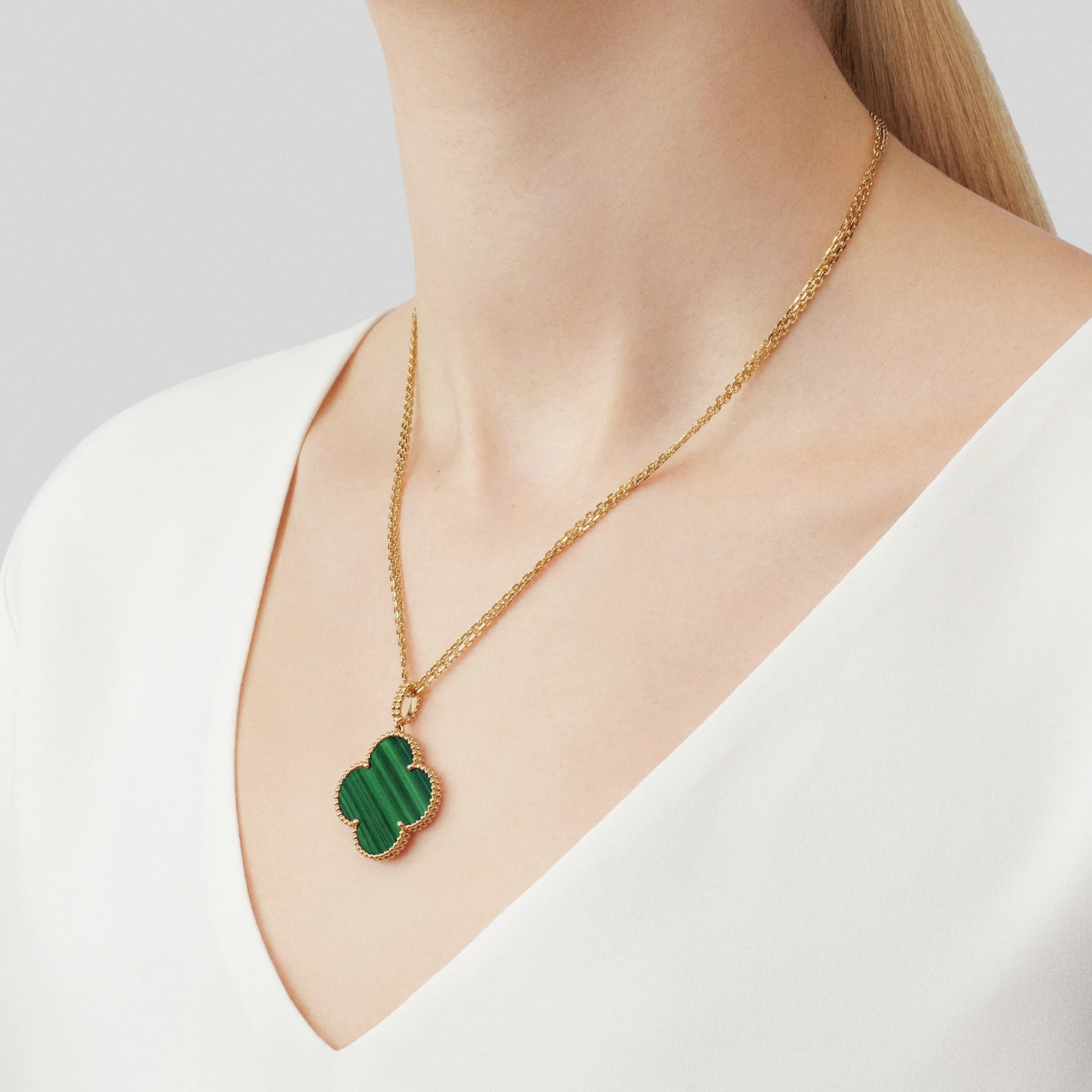 Clover Leaf long Necklace,925 Silver, 18k Gold Plated