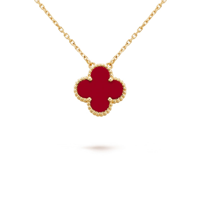 Clover Motif Pendant Necklace, Sterling Silver, 18K Gold Plated, 1 Large Motif - Symbol of Luck & Elegance