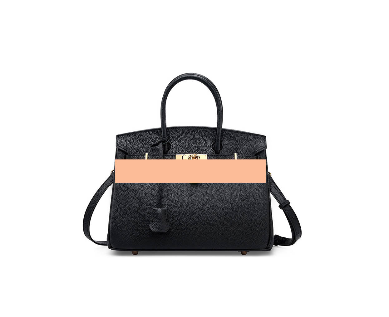 Elegant Togo Leather Top Handle Bag with Crossbody Shoulder Strap
