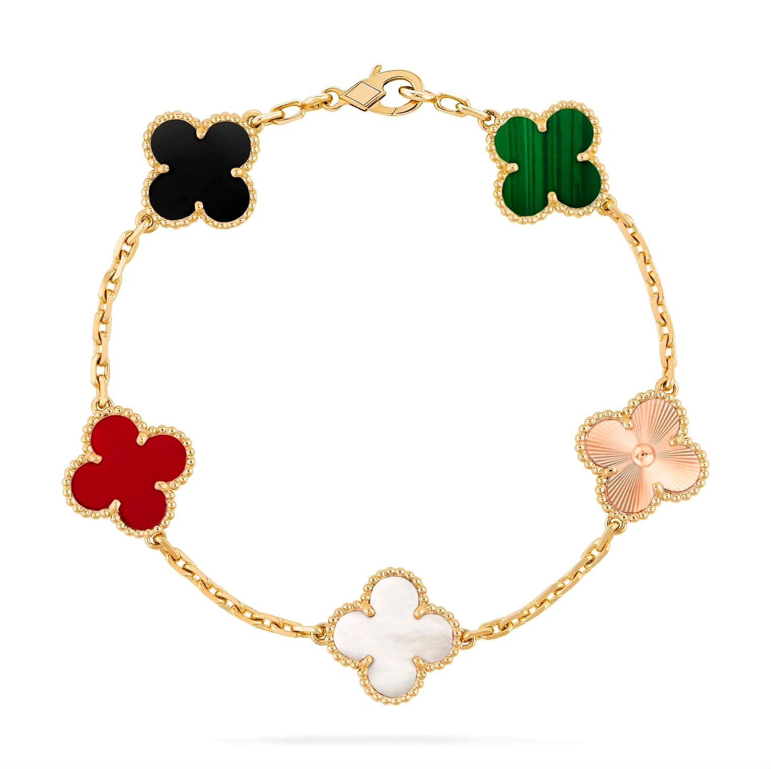 Clover Motif Bracelet, Sterling Silver, 18K Gold Plated - Symbol of Luck & Elegance