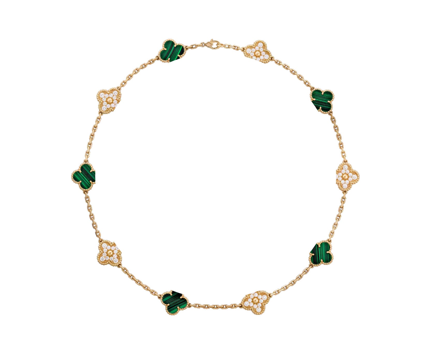 Clover Motif Necklace, 18K Gold Plated, 10 Motifs – Symbol of Luck & Elegance