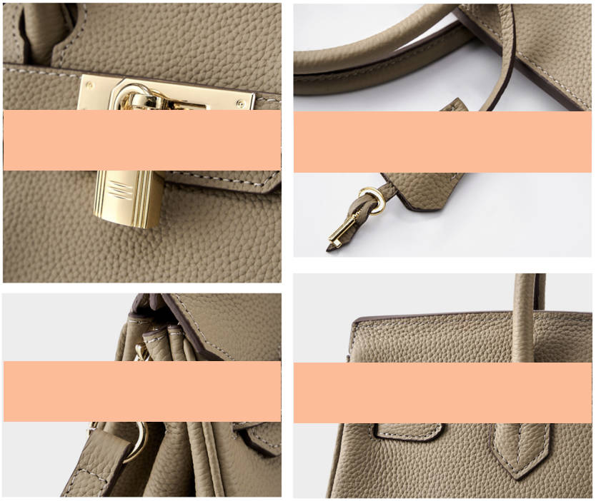 Elegant Togo Leather Top Handle Bag with Crossbody Shoulder Strap