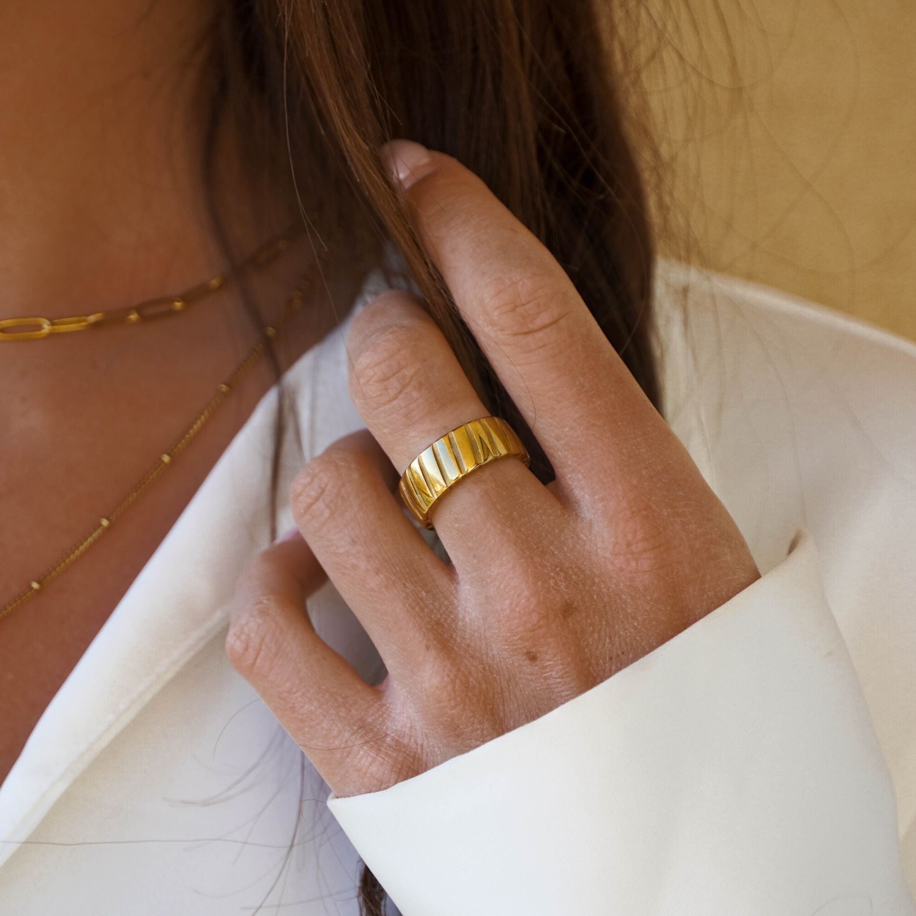 18K Gold-Plated Stainless Steel Bold Ring