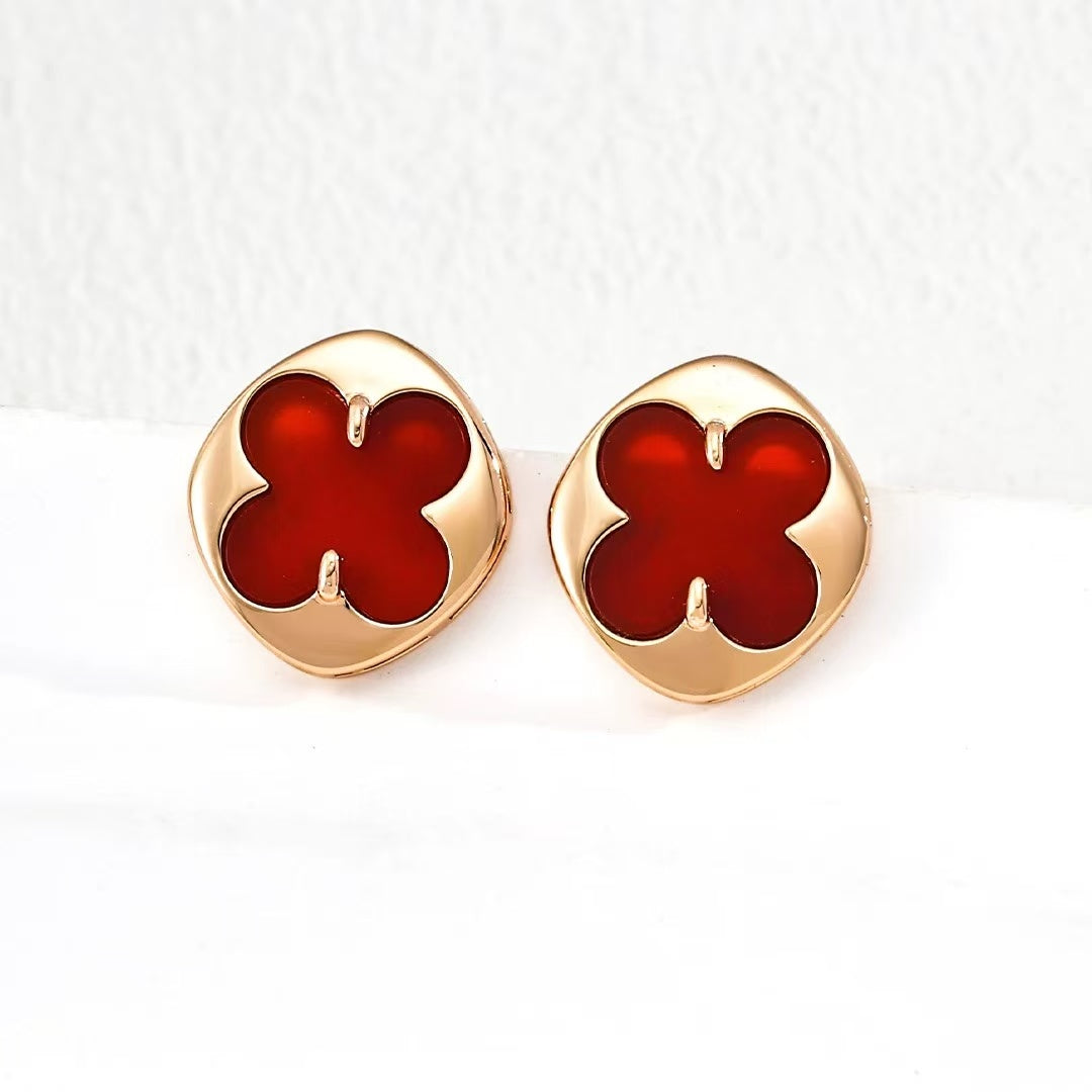 S925 Lucky Four-leaf Clover Jewelry Set – Adjustable Necklace & Earring