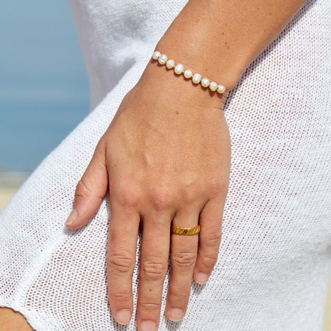 18K Gold-Plated Stainless Steel Freshwater Pearl Bracelet