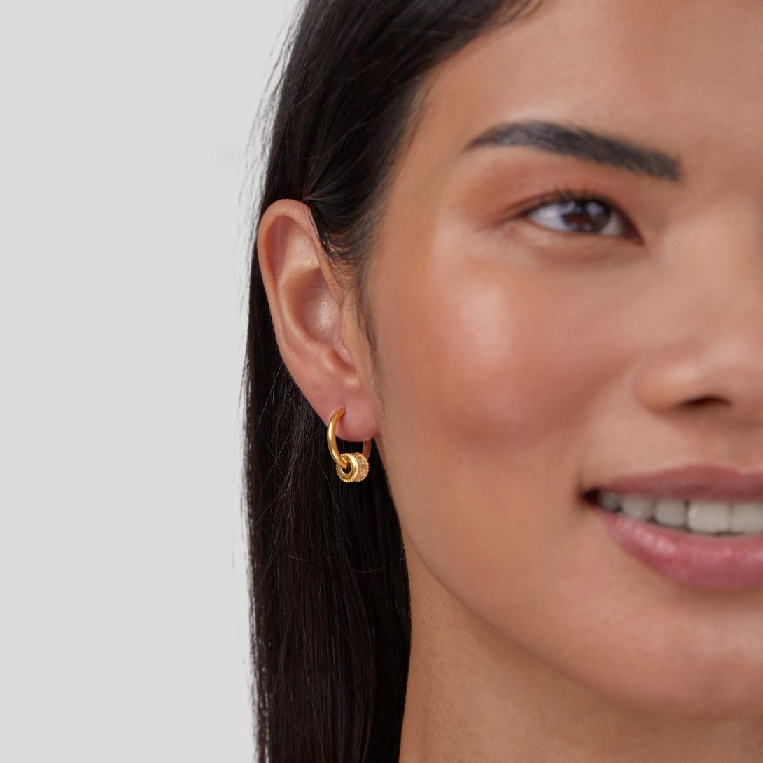18K Gold-Plated Stainless Steel Crystal Hoop Earrings