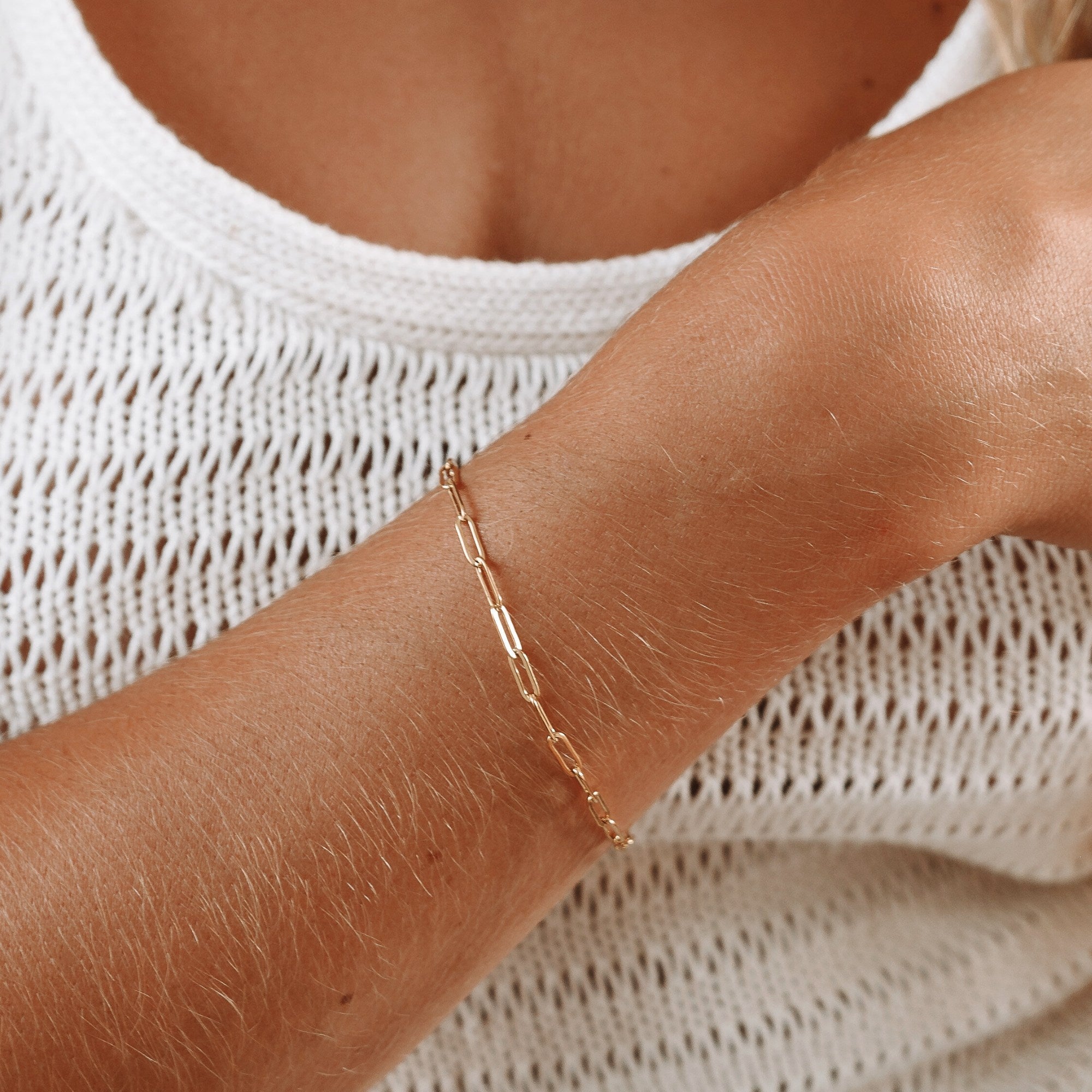 Gold & Silver-Tone Stainless Steel Paperclip Chain Bracelet