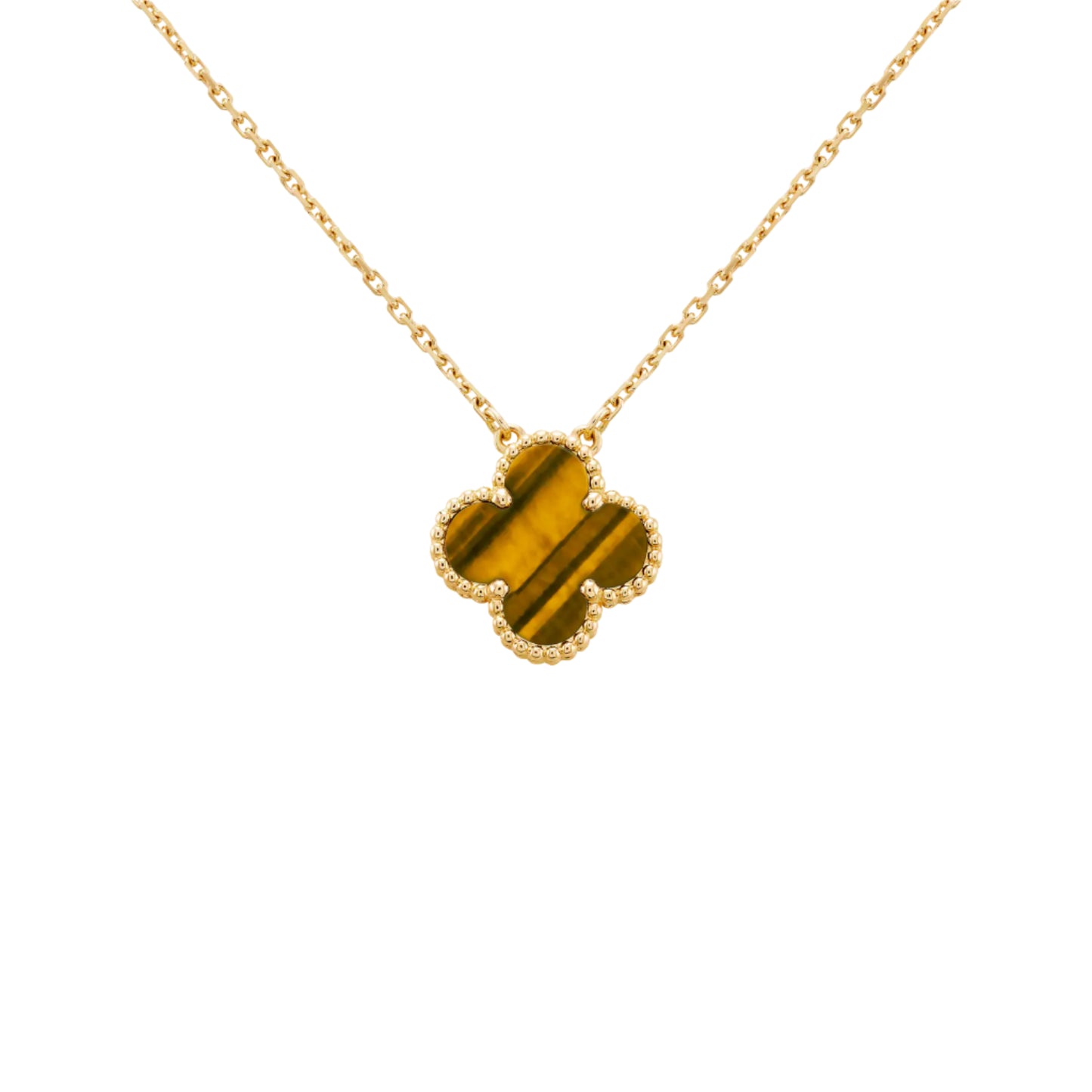 Clover Motif Pendant Necklace, Sterling Silver, 18K Gold Plated, 1 Large Motif - Symbol of Luck & Elegance