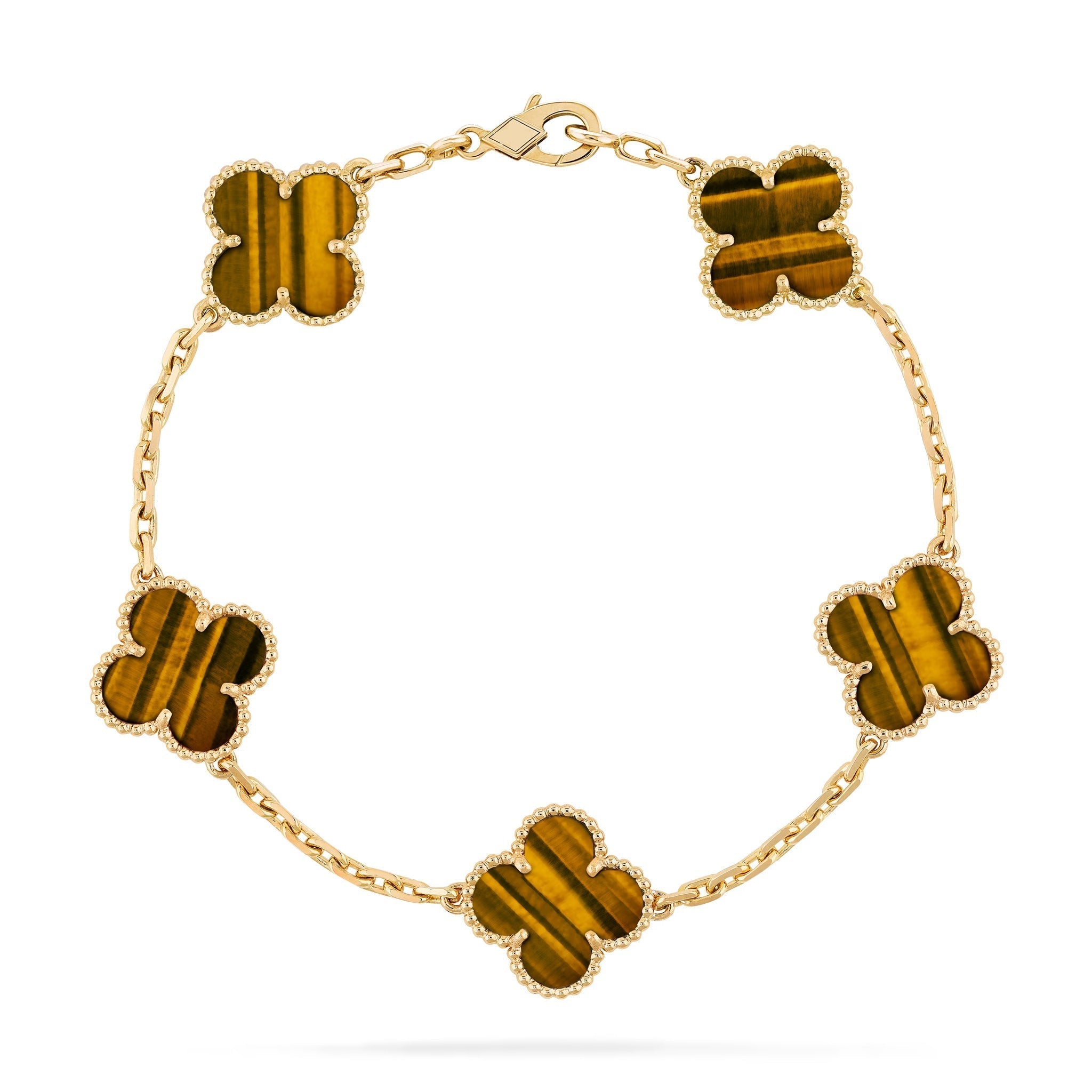 Clover Motif Bracelet, Sterling Silver, 18K Gold Plated - Symbol of Luck & Elegance