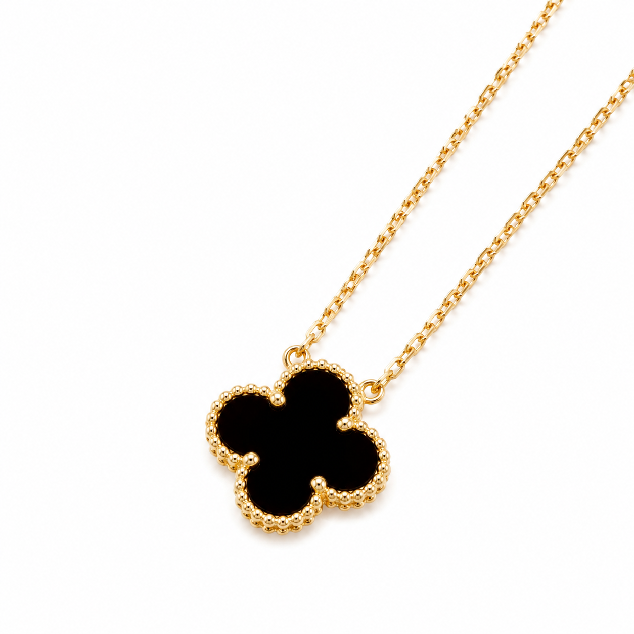 925 Silver, Clover Leaf Necklace, 18K Gold Plated, 1 Motif