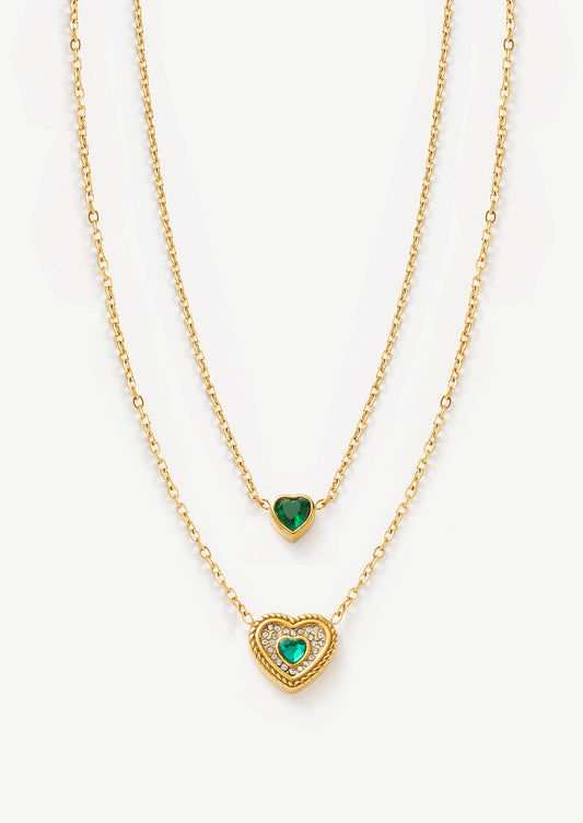 Double Heart Chain Necklace