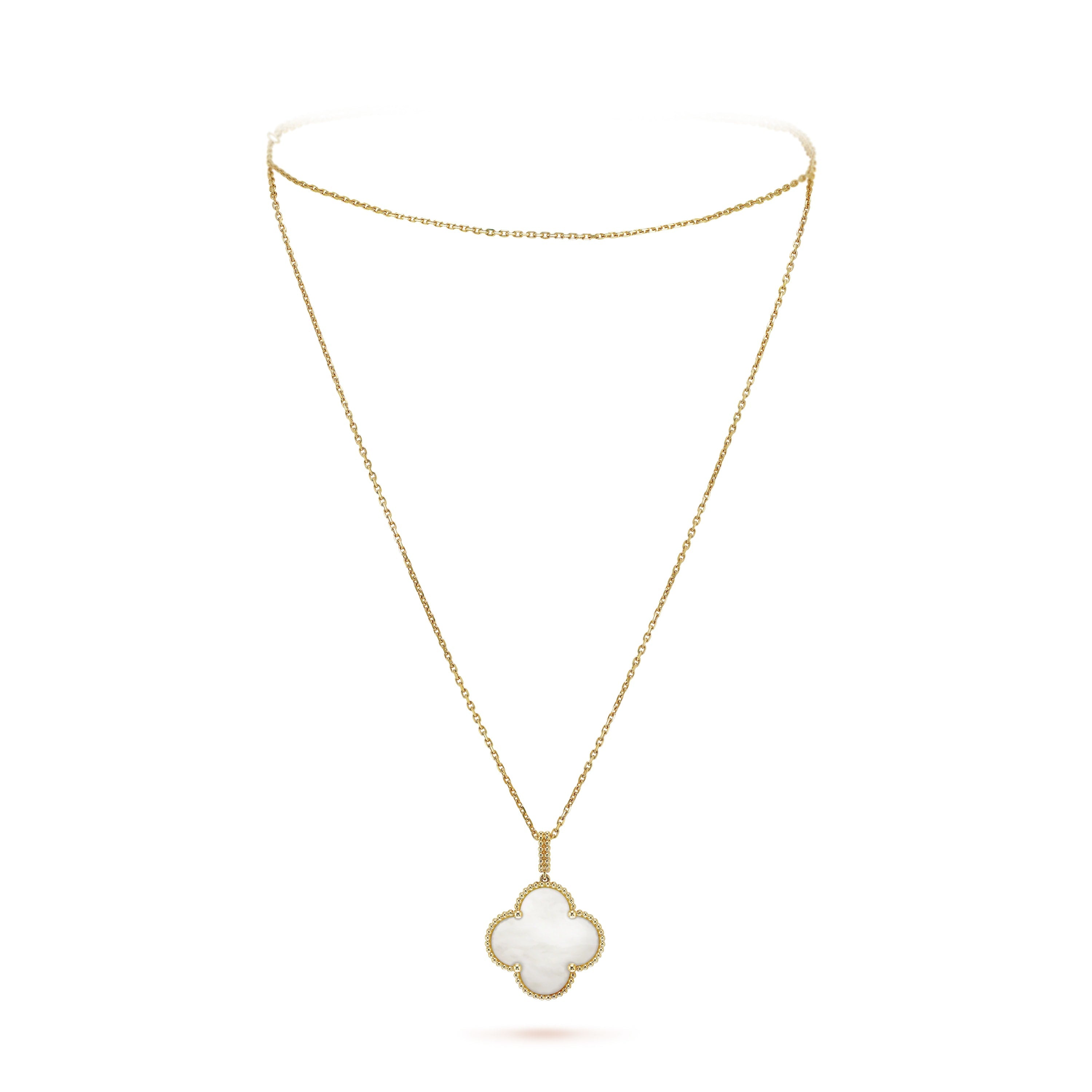 Clover Leaf long Necklace,925 Silver, 18k Gold Plated