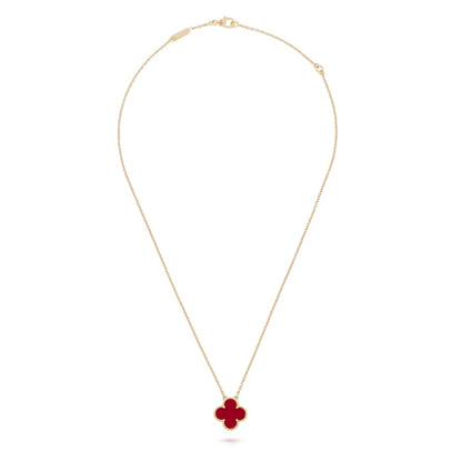 Clover Motif Pendant Necklace, Sterling Silver, 18K Gold Plated, 1 Large Motif - Symbol of Luck & Elegance