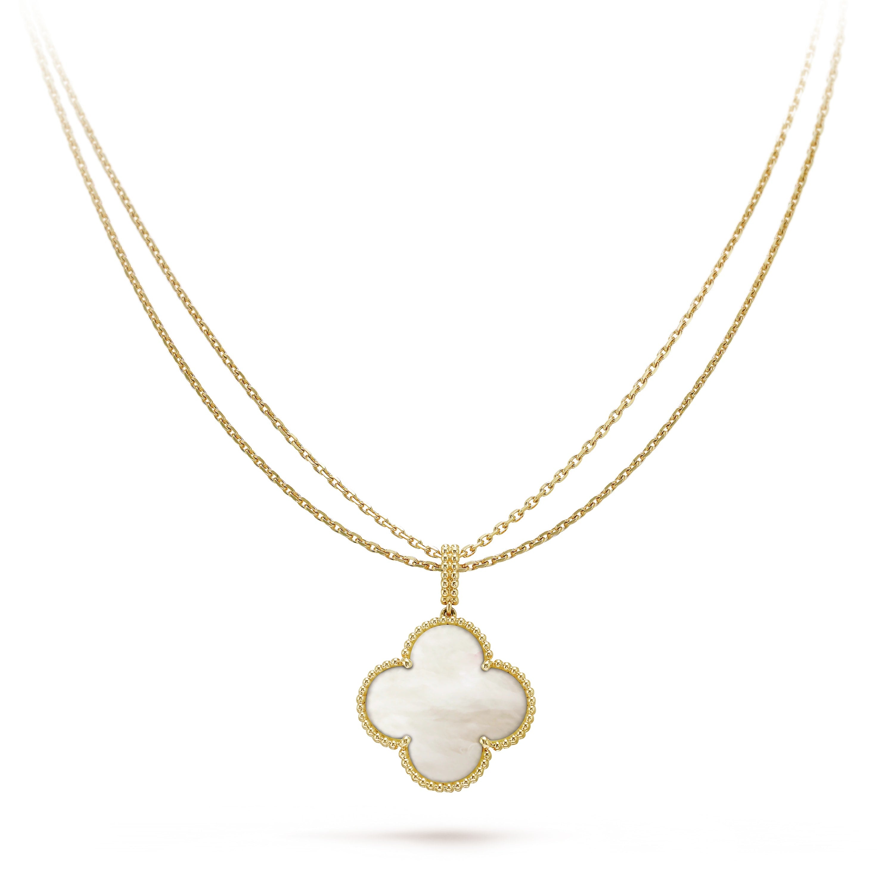 Clover Leaf long Necklace,925 Silver, 18k Gold Plated