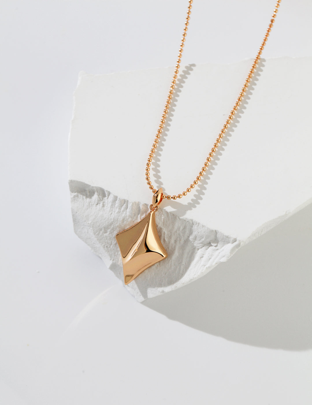 Sterling Silver Necklace/Earrings - Vintage Gold & White Gold Plated 4-Sided Star Pendant