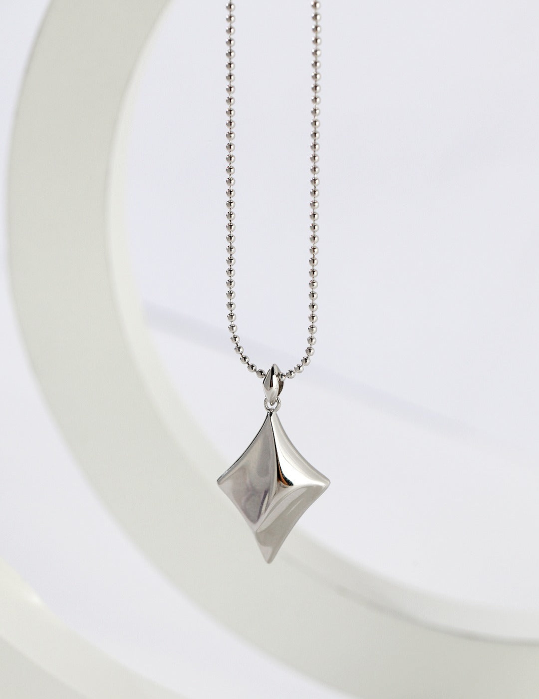 Sterling Silver Necklace/Earrings - Vintage Gold & White Gold Plated 4-Sided Star Pendant