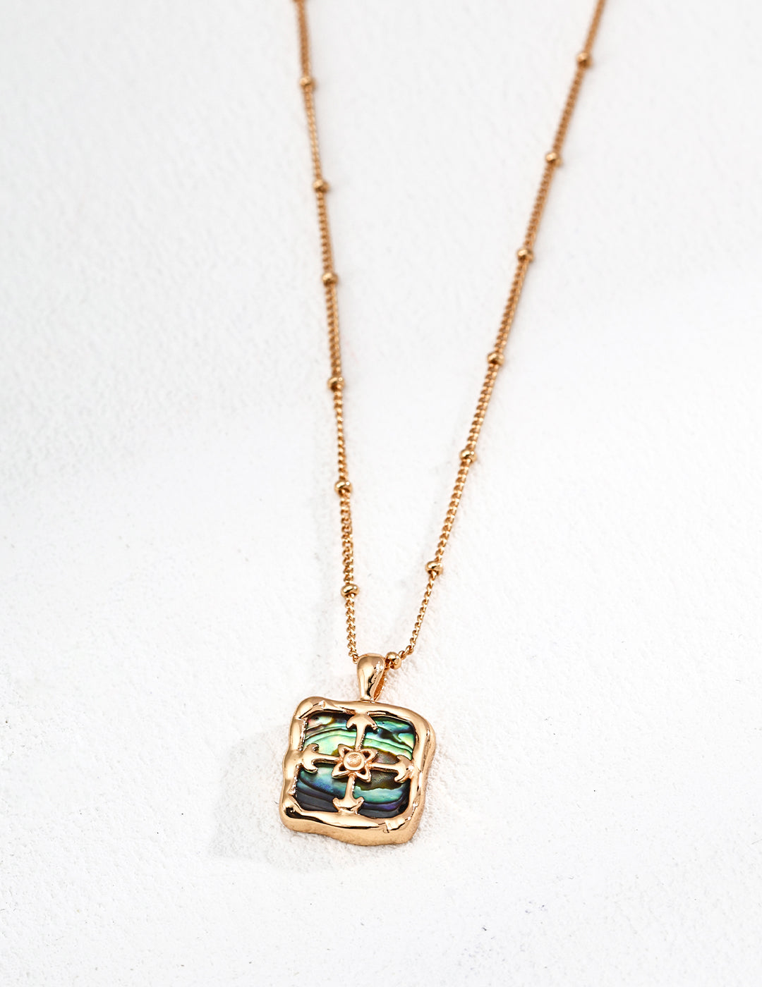 S925 Silver Shell Pendant Necklace - Vintage Iridescent Abalone Earrings Set in Gold Plated or White Gold