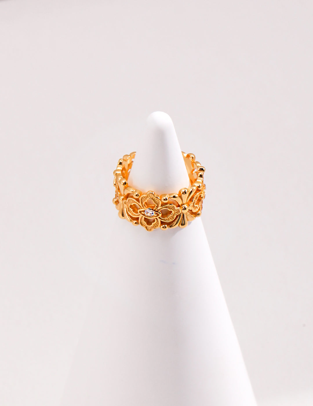 S925 Silver White/Vintage Gold Plated, Bold Cocktail Ring,Adjustable Statement Ring Size 14-20