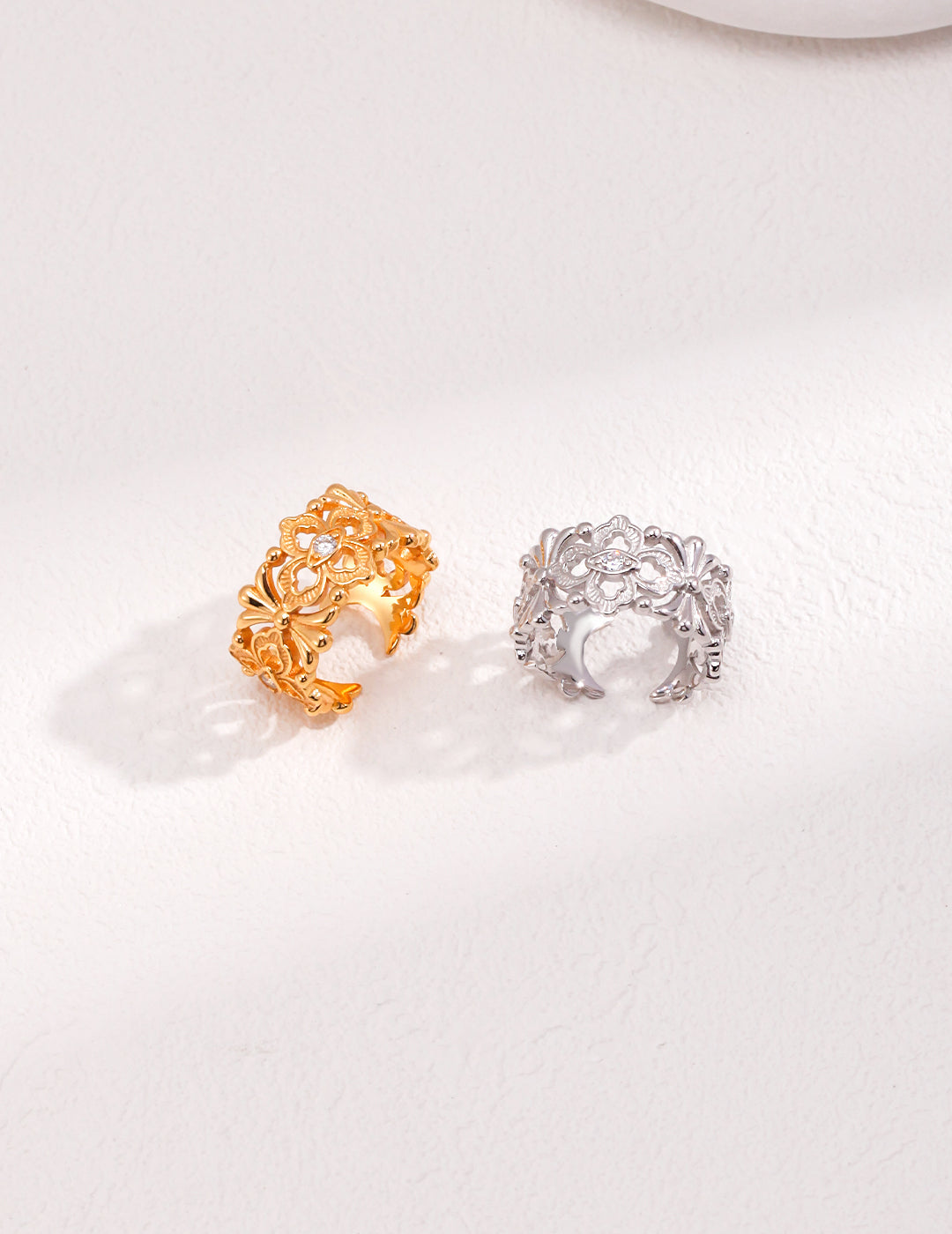 S925 Silver White/Vintage Gold Plated, Bold Cocktail Ring,Adjustable Statement Ring Size 14-20