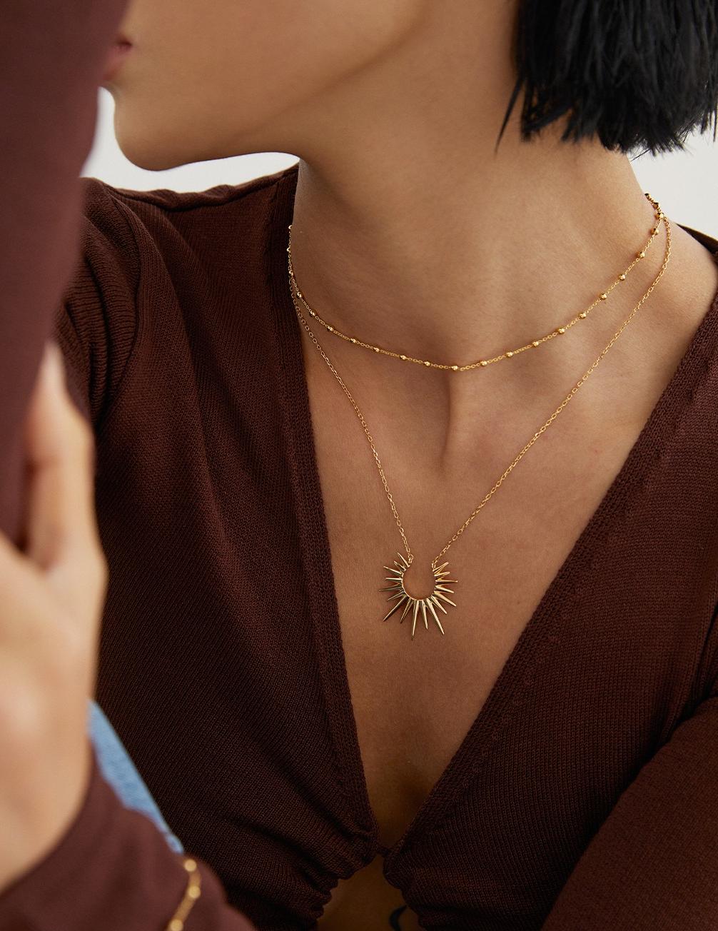 S925 Sterling Silver Vintage Gold Plated Necklace for Women, Retro Elegant Adjustable Chain with Pendant, Hypoallergenic Gift for Her