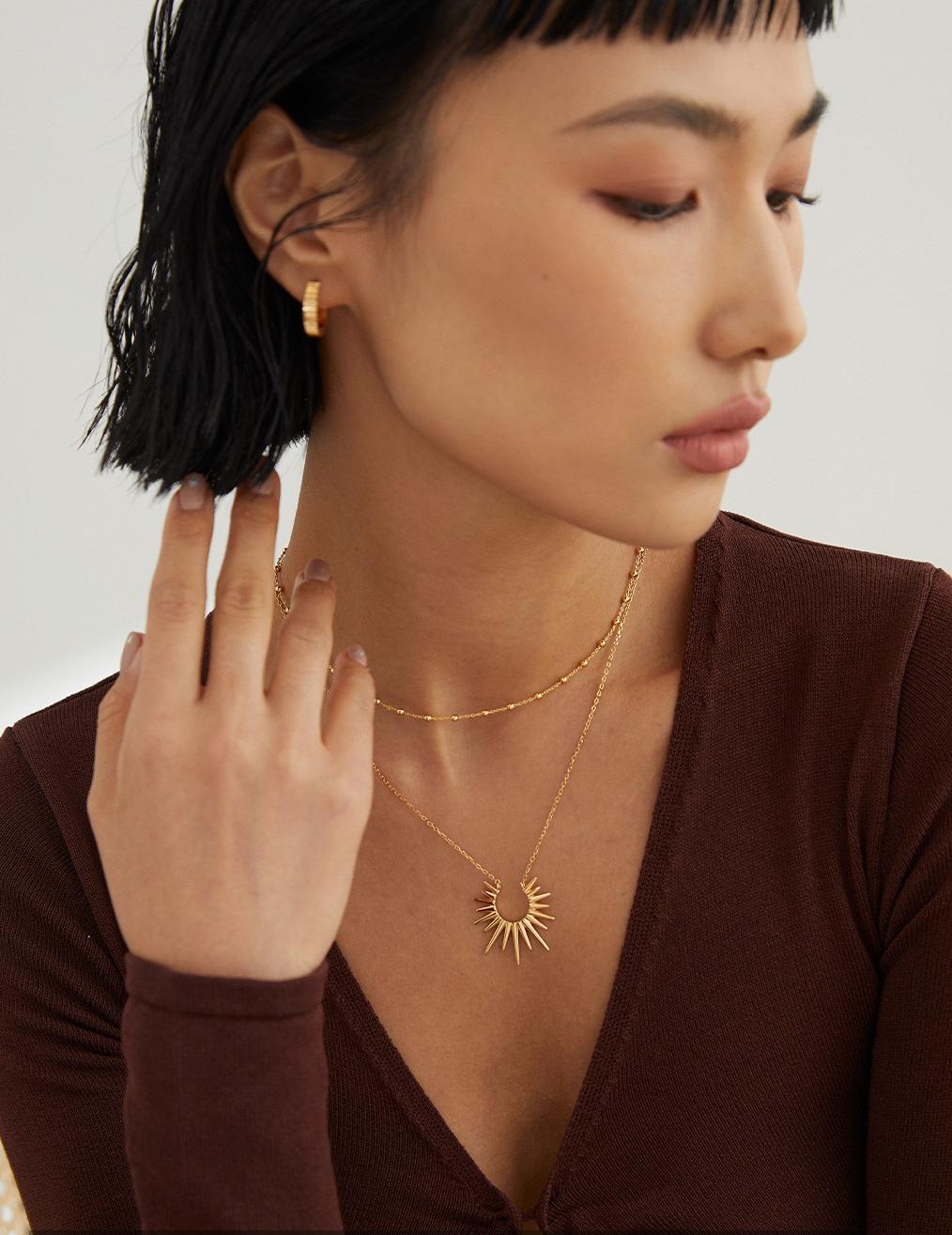 S925 Sterling Silver Vintage Gold Plated Necklace for Women, Retro Elegant Adjustable Chain with Pendant, Hypoallergenic Gift for Her