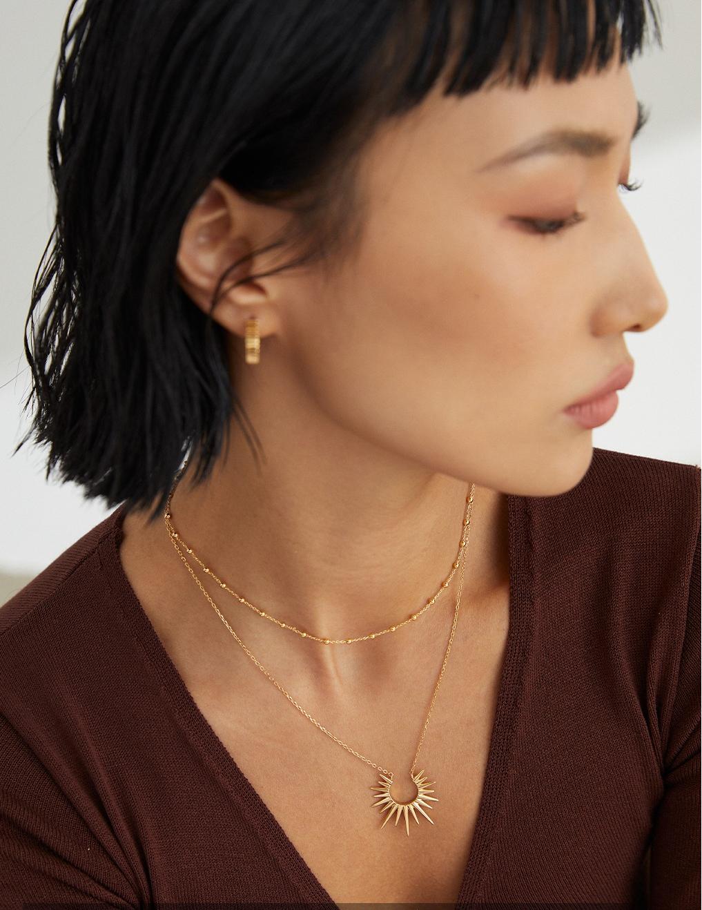 S925 Sterling Silver Vintage Gold Plated Necklace for Women, Retro Elegant Adjustable Chain with Pendant, Hypoallergenic Gift for Her