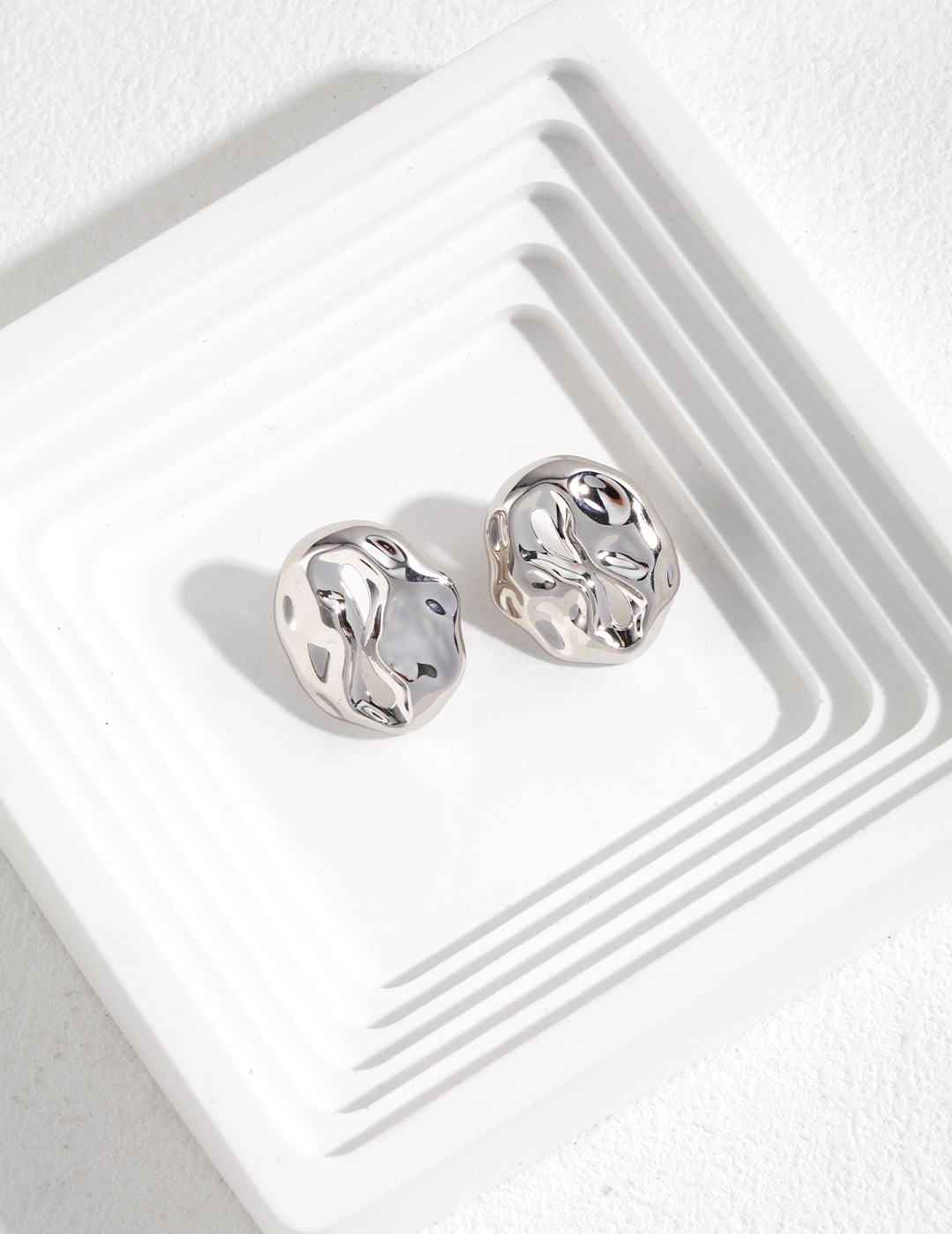 Two-Tone Gold Earrings S925 Sterling Silver, White & Vintage Gold Plated Retro Design, Elegant Drop Earrings