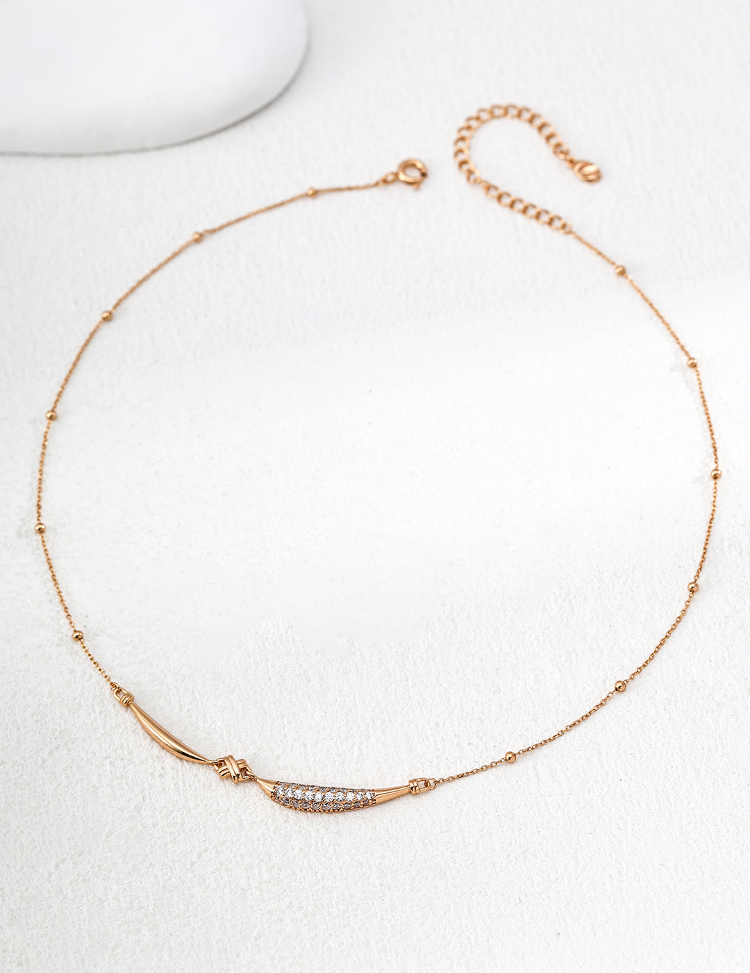 Sunset Bay Gold & Rhinestone Curved Jewelry Set - Necklace & Earrings