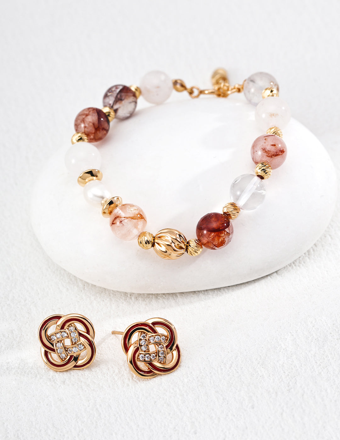 S925 Sterling Silver Vintage Enamel Glaze Jewelry Set - Adjustable Bracelet & Earrings & Ring
