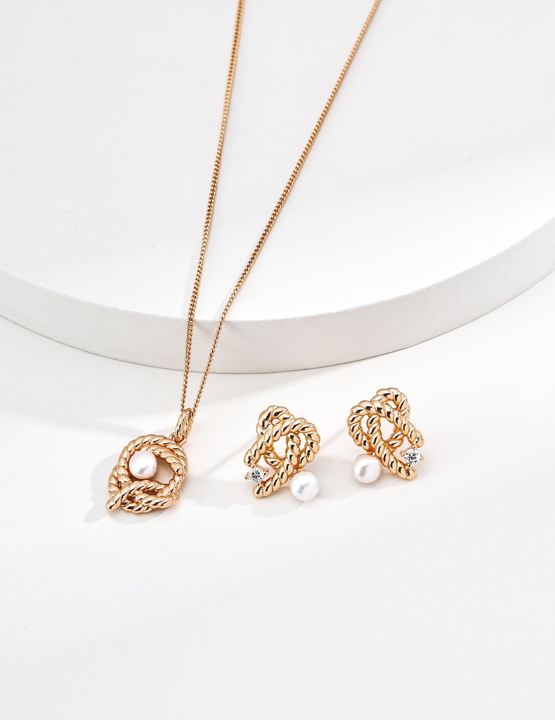 S925 Sterling Silver Vintage Pearl & Cubic Zirconia Jewelry Set - Adjustable Necklace & Earrings