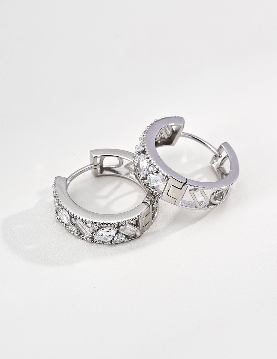 S925 Sterling Silver Stacked Cubic Zirconia jewelry set-Ring & Earrings