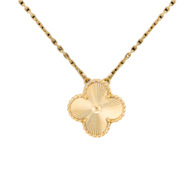 Clover Motif Pendant Necklace, Sterling Silver, 18K Gold Plated, 1 Large Motif - Symbol of Luck & Elegance