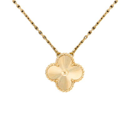 Clover Motif Pendant Necklace, Sterling Silver, 18K Gold Plated, 1 Large Motif - Symbol of Luck & Elegance