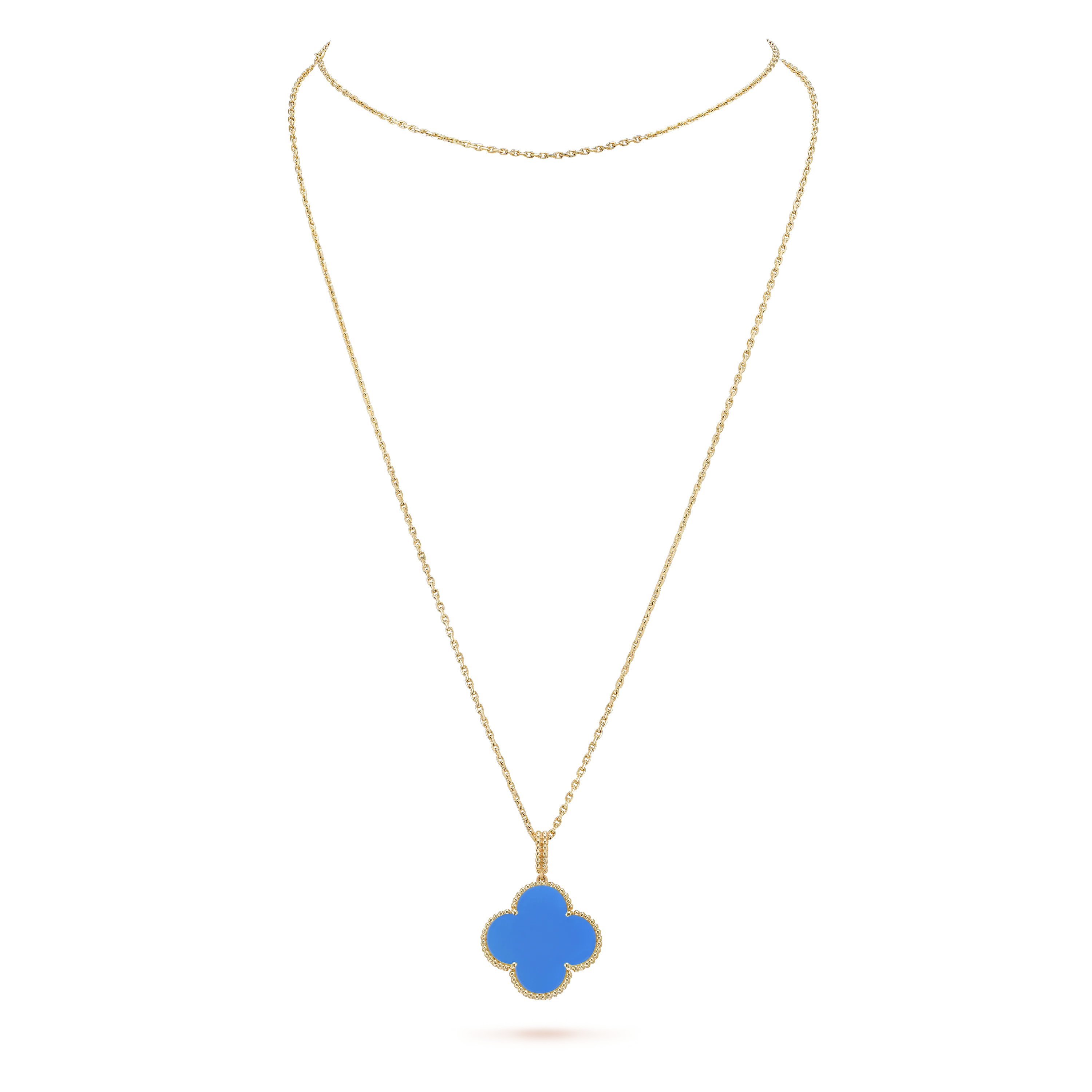 Clover Leaf long Necklace,925 Silver, 18k Gold Plated
